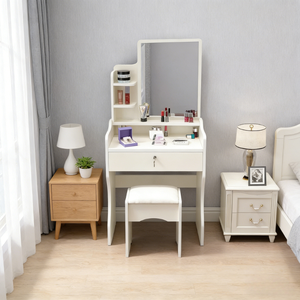 Tocador de Maquillaje Moderno y Minimalista de Madera de Pino con Espejo de Pie, Diseño Ecológico y Duradero para Dormitorio - Product Image 3