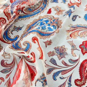 Fábrica personalizada 100% poliéster brillante Organza satén tela Paisley estampado brillo seda acabado para ropa de dormir cortinas niñas - Product Image 2
