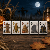 Tuiles de Mahjong en Acrylique Transparent Américaines à Motifs Citrouille, Maison Hantée et Arbre Mort, Idéales pour l'Entretenissement – Nouveauté Halloween Très Demandée