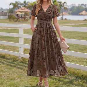 Elegante Vestido de Punto con Silueta Ajustada hasta la Rodilla, Cintura Alta, Diseño de Cuello en V, Estilo Casual y Fluido para Mujer - Product Image 5