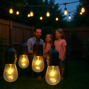 Guirlandes lumineuses LED d'extérieur 48FT blanc chaud IP65 étanches pour patio, jardin et cour, pour utilisation en extérieur - Product Image 2