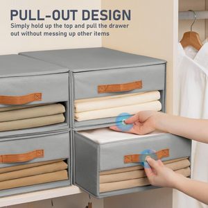 Große Schrank vorrats behälter Ausziehbare stapelbare Stoff boxen mit klarem Fenster Faltbarer Schrank Sichtbarer Vorrats behälter Schlafzimmer - Product Image 2