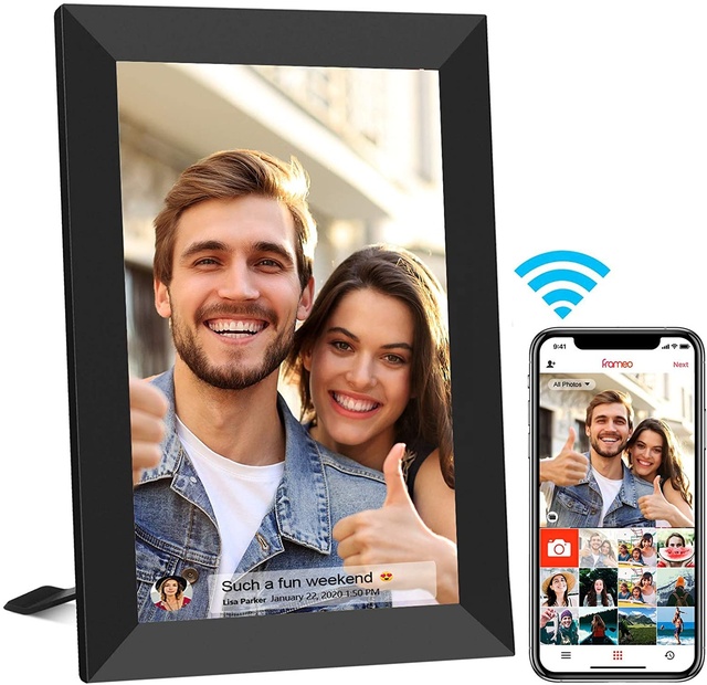 Smart Phone Stylish Photo Frame Wifi Digital Picture Frame 10" with Wifi Connectability Send Photos Via Frameo APP