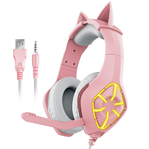 Auriculares con luces de colores para ordenador, audífonos estéreo con luz RGB y micrófono para PS4 XBOXONE PC, color rosa - Product Image 1