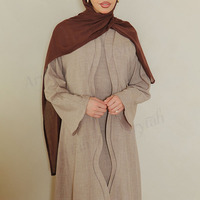 Abaya personnalisée 2026, dernière collection, pour femmes, avec détails ondulés, robe musulmane, vêtements islamiques, vente en gros, aspect lin texturé, coupe ample