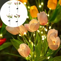 Jardin de fleurs artificielles avec lumières solaires LED Tulid, imperméable, pour la décoration de la cour, du patio, de la pelouse et des allées