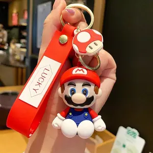 Grosir gantungan kunci Game mario gantungan kunci 3d gantungan kunci tas liontin Mario Bros karakter boneka kartun Super Mario Pvc Gantungan Kunci