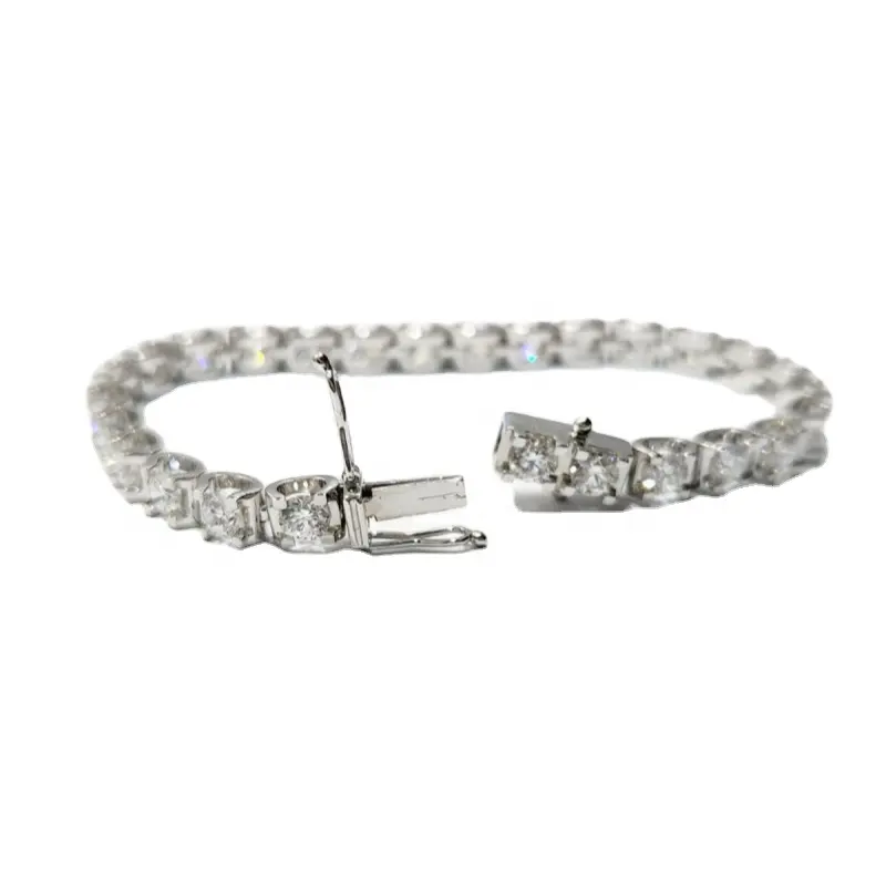 Fábrica al por mayor 18K oro blanco Shanghai IGI Henan laboratorio sintético artificial cultivado diamante redondo pulsera Simple