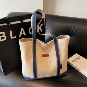 Bolsa de Compras Ecológica de Moda para Mujer, Bolsa de Lona con Bolsillo, Logotipo Personalizado Impreso - Product Image 1