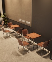 Cabine en bois massif de style américain pour salle à manger, ensemble table et chaises de café décontracté pour magasin de thé au lait et restaurant de desserts
