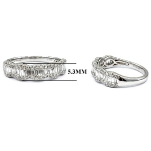 Fabricant chinois de bijoux fins, bague de mariage fiable et de qualité supérieure en or blanc 18 carats avec diamant véritable baguette pour femme - Product Image 2