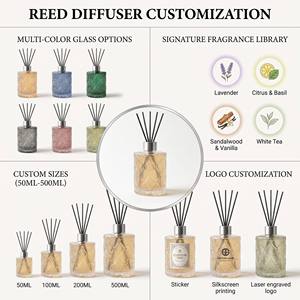 Luxury Vintage Embossed Glass <b>Reed</b> <b>Diffuser</b> Set For Modern Home Decor Wholesale Private Label Premium Royal Crest Relief - Product Image 2