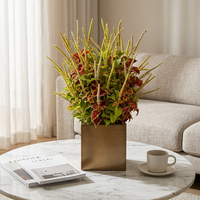 Arrangement de plantes artificielles de luxe en herbe de coleus, centre de table réaliste en feuillage rouge et vert brossé pour une décoration moderne
