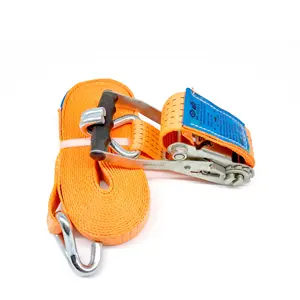 2inch 2" 5000kgs 50mm Long Plastic Finger line Handle Ratchet Tie Down Strap with Double J Hooks