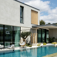 Plan d'étage et rendu 3D personnalisés de villa en bois avec stuc blanc, intérieur et extérieur, support complet