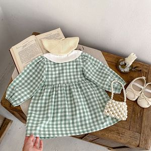 Robe à carreaux pour petites filles, manches longues, en coton, pour bébés filles, collection Printemps - Product Image 6