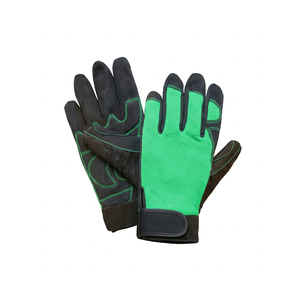Guantes de Trabajo de Cuero Antideslizantes, Color Verde y Negro, con Puño Elástico, Guantes de Seguridad de Uso General, Resistentes a la Abrasión, Libres de Látex - Product Image 1