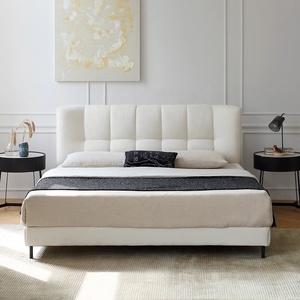 Cama Matrimonial Modular Zayshine <span class=keywords><strong>de</strong></span> Estilo Francés Retro <span class=keywords><strong>de</strong></span> Lujo en Color Crema Blanco Sherpa para Dormitorio Principal, <span class=keywords><strong>de</strong></span> 1.5 y 1.8 Metros, Tamaño Grande para Apartamento o Villa - Product Image 2