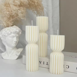 Vela Aromática Cilíndrica de Estilo Nórdico, Texturizada, Blanca, para Decoración de Bodas y Banquetes - Product Image 4