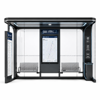 Abri de bus intelligent moderne personnalisable avec logiciel Cloud, écran publicitaire à LED et affichage des prévisions météo