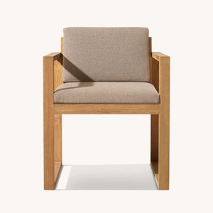 Ensemble de salle à manger moderne et confortable en teck avec chaises et table, revêtement en tissu performant pour la maison, le bar, l'hôtel, le jardin - Product Image 4