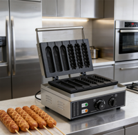 Machine à gaufres pour hot-dogs en acier inoxydable, usage commercial et domestique