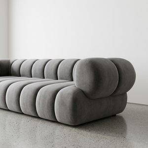 Canapé modulaire en tissu gris style guimauve, design créatif arrondi, canapé nuage pour un intérieur minimaliste - Product Image 4