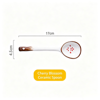 Cuillère en céramique élégante à long manche peinte à la main |   Cuillère à soupe et à dessert résistante à la chaleur |   Vaisselle de table domestique compatible lave-vaisselle