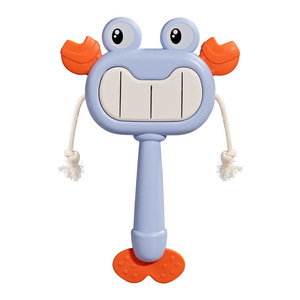 Wholesale Cartoon Crab Frog Baby Rattle <b>Drum</b> Teether Toy Double-sided Hand <b>Drum</b> Biteable Silicone Teething Bottom - Product Image 1