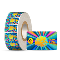 Autocollant d'étiquette personnalisé couleur arc-en-ciel, étiquettes holographiques 3D à double couche
