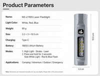 Lampe torche tactique multifonctionnelle COB avec lumières LED rouges et bleues, ABS, magnétique, étanche, camping, recharge USB, 1000 lumens