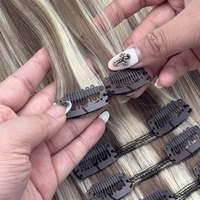 Extensions de cheveux humains vierges brutes en gros, alignées sur les cuticules, double trame, extensions de cheveux russes à clips