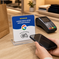 Carte de commentaires Google française 10 cm en acrylique étanche NFC NTAG213 13,56 MHz, autocollant personnalisé pour avis, utilisation hôtelière, prêt à être expédié
