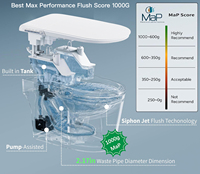 WC intelligent avec bidet intégré, allongé, 1000g, chasse d'eau MaP, chasse automatique, ouverture/fermeture, siège chauffant, télécommande, céramique, vente en gros