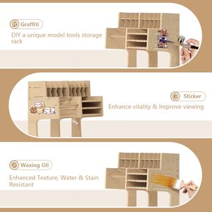 ชั้นวางอุปกรณ์ประกอบโมเดลไม้ วัสดุ MDF พร้อมชั้นวางสี และที่เก็บไขควง/แปรง - Product Image 4