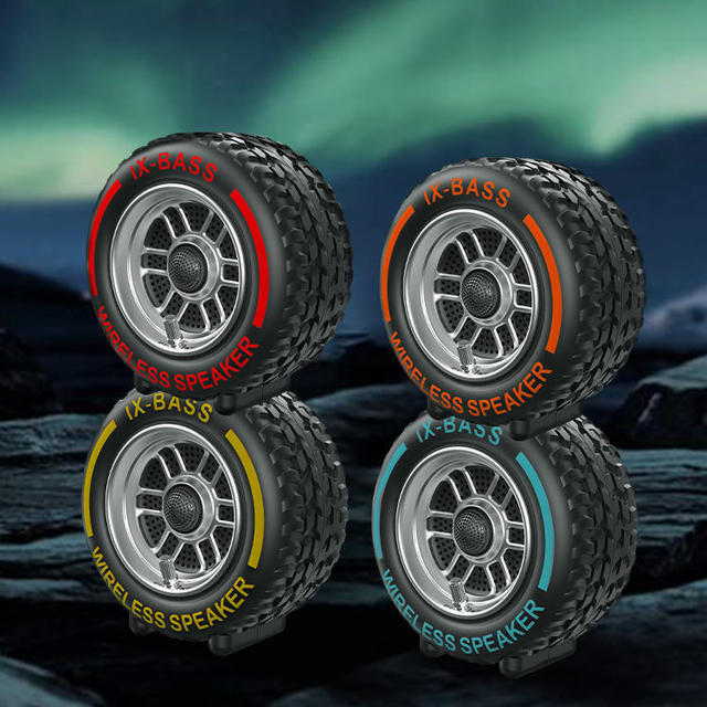 Tire Shaped BT Speaker Portable Wireless Stereo Subwoofer Multicolor Ring Light Support TF USB FM TWS Unique Car Styling Gift