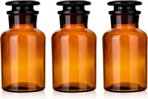 Wholesale Amber <b>Glass</b> Apothecary Candle Jars with Lid - Product Image 2