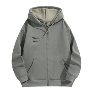 Nuova <span class=keywords><strong>Felpa</strong></span> con Cappuccio Unisex Personalizzabile con Zip Intera, <span class=keywords><strong>Oversize</strong></span>, Pesante, Calda per l'Inverno, Casual, con Stampa a Rilievo, Nera e <span class=keywords><strong>Rossa</strong></span> - Product Image 2