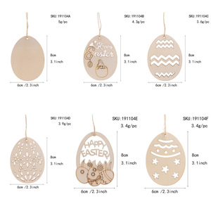 Chips di legno a forma di uovo di pasqua a forma di uovo con design personalizzato per disegnare e dipingere fette di legno solide - Product Image 2