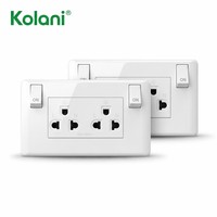 Enchufe de Pared Doble Estándar Tailandés Kolani Tipo 120, 6 Orificios, 16A 250V, Tomacorriente Empotrado, Interruptor Independiente de Encendido/Apagado con Indicador LED