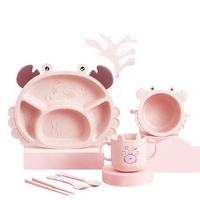 Assiette pour enfants, motif crabe, avec compartiments, en polypropylène (PP), pour la maison et la maternelle, pour l'alimentation des bébés