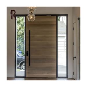 Rising Listo para instalar Villas de diseño contemporáneo Perfil negro Marco de aluminio Entrada frontal Puertas pivotantes para villas y casas - Product Image 2