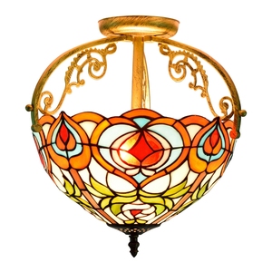 客厅仿古吊灯卧室表面安装灯天花板蒂芙尼彩色玻璃吊灯灯具 - Product Image 1