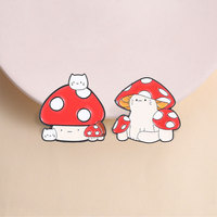 En gros, Pin's en émail souple et métal, motifs chat mignon et champignon, style Kawaii, personnalisables en gros, pour sac à dos