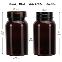 100ml 150ml Ambre Vide Médecine Bouteille PET Bouteille en Plastique pour Pharmaceutique Vitamine Capsule Supplément Pilules Emballage Bouteilles