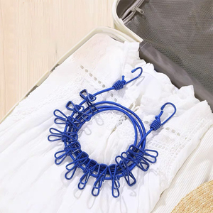 Corde à linge rétractable portable avec 12 pinces, séchoir à linge extérieur, corde de séchage pour vêtements, ligne de suspension pour vêtements - Product Image 6