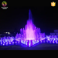 Fuente de Agua Musical Cuadrada para Jardín, Fuente de Agua Seca para Exteriores con Luces LED de Colores
