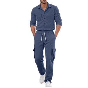 Traje DE TRABAJO DE <span class=keywords><strong>HOMBRE</strong></span> deportivo de ocio Europeo Americano para <span class=keywords><strong>Amazon</strong></span>, chaqueta de pana de dos piezas de manga larga transfronteriza, ajuste holgado informal - Product Image 5