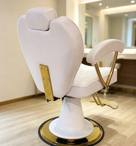 Sillón de Barbería Blanco, Silla de Estilismo para Salón, Asiento Hidráulico de Cuero PU, Base de Acero Inoxidable, Muebles de Salón Personalizados - Product Image 5