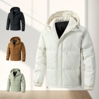 Veste d'hiver pour homme personnalisée, chaude et respirante, avec fermeture éclair, couleur unie, à capuche, en duvet, veste décontractée d'hiver pour l'extérieur, coupe-vent